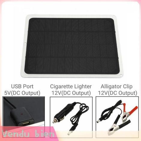 Garosa Panneau solaire USB de randonnée Panneau Solaire USB en Silicium Monocristallin 20W, pour Camping en sport camping Noir (1/4)