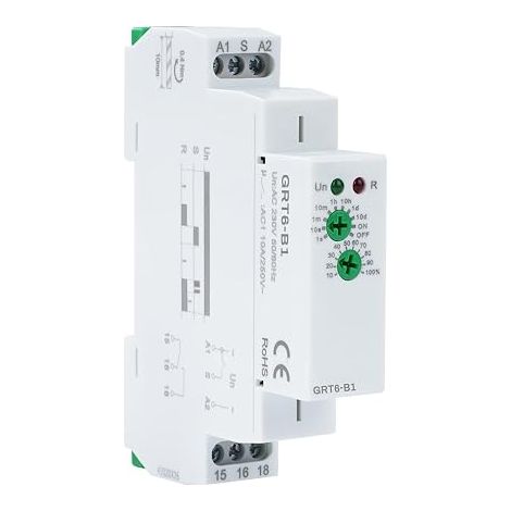 Jadeshay GRT6-B1 Timer Relay 220V Electronic Single Function Delay Off Type DIN Rail AC230V 1SPDT 10A (1/5)