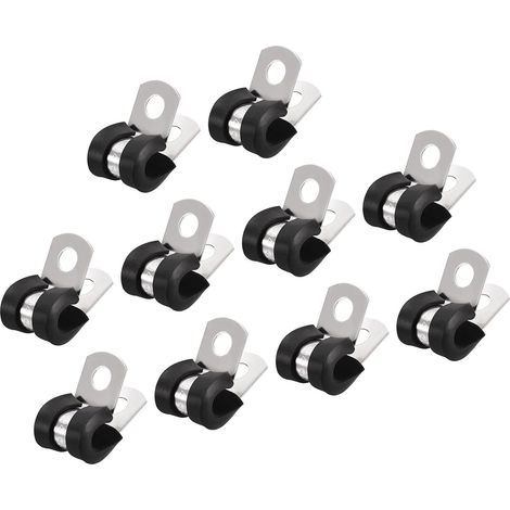 Lot de 30 colliers de serrage de 6 mm, en caoutchouc isolé en acier inoxydable 304 en forme de R pour tuyau métallique (1/5)