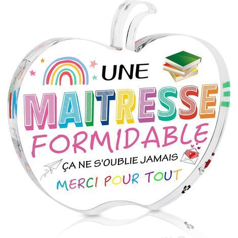 Idee Cadeau Maitresse Plaque Acrylique Cadeau Maitresse d'école Fin d'année Merci Maitresse Cadeaux Maitresse d'école Utile Cadeau Professeur Retraite Cadeau Maitresse Noel (1/5)