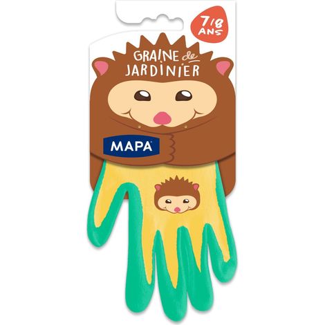MAPA - Guanti da giardinaggio per bambini, in tessuto poliammide con rivestimento in nitrile, protezione e comfort, 1 paio, taglia 7/8 anni (1/4)
