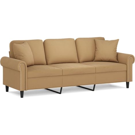 Canapé 3 places,Sofa pour Salon,Banquette avec oreillers décoratifs marron 180 cm velours CFW318734 (1/5)
