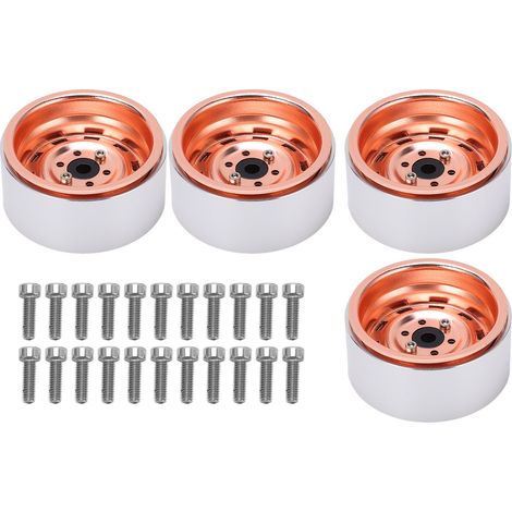 4 Jantes Métal 1.9 Pouces, 10 Trous Carrés, Moyeu pour AXIAL SCX10 1/10 Voiture RC Tout-Terrain Or (1/5)
