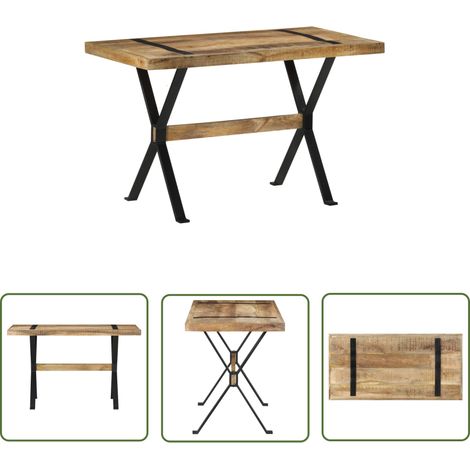 Table en bois industriel - vidaXL Table à manger 120x60x76 cm bois de manguier brut - Table de salle à manger durable (1/5)