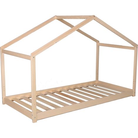 Lit cabane 90x190 + 1 sommier / Naturel (1/5)