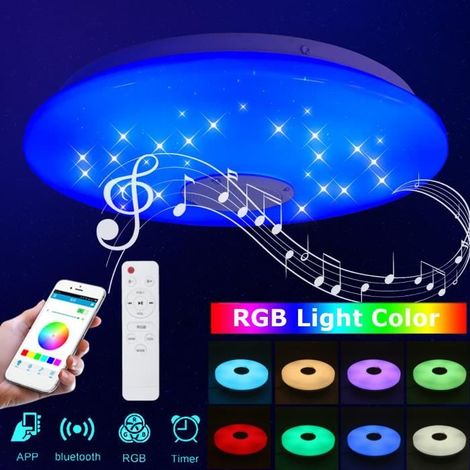 Plafonnier lumineux musical LED RGB 72 W avec Bluetooth et télécommande (1/4)