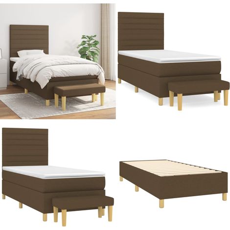 Sommier à lattes de lit avec matelas Marron foncé 90x190 cm - Sommier - Matelas ensaché (1/5)