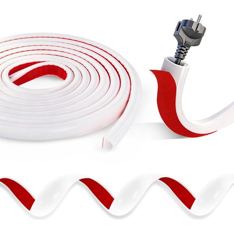 4 Mètres Goulotte Passe Cable, Auto-AdhéSif Cache Cable Silicone TV Mural, Facile à Couper Montage Goulotte Autocollante, pour La Maison Bureau Blanc 15mm×10mm (1/5)