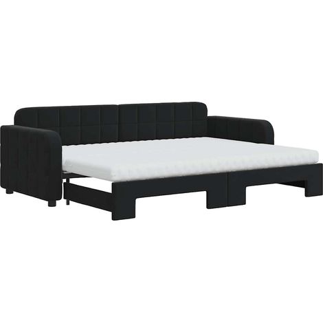 Maison Exclusive - Lit de jour avec lit gigogne et matelas noir 80x200 cm velours