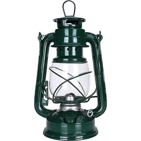 Lampe à pétrole LED Lampe à huile Bougeoirs en fer Lampes à bougies Portable Paraffine Hurricane Lampes de table Éclairage Cadeau Décoration de Noël Vert (1/4)