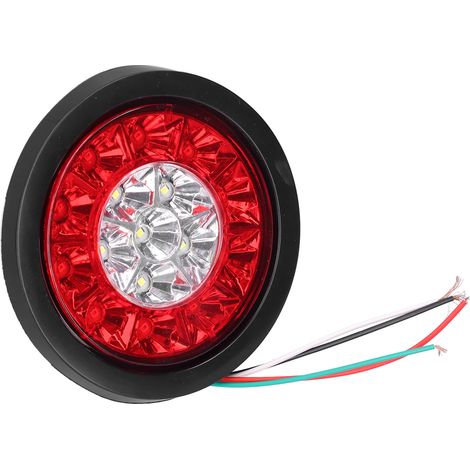 Feu arrière rond 12-24V 16 LED rouge blanc clignotant lumineux pour remorque camion camping-car (1/5)