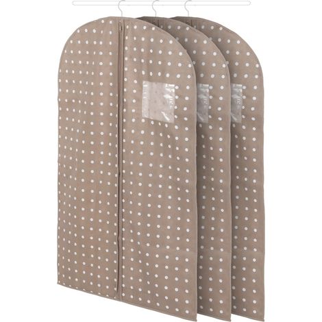 Lot de 3 Housses à Costumes Rivoli, 60x100 cm, Beige, matériau Non tissé 75G, avec Crochet et étiquette colorée, RAN9076 (1/5)