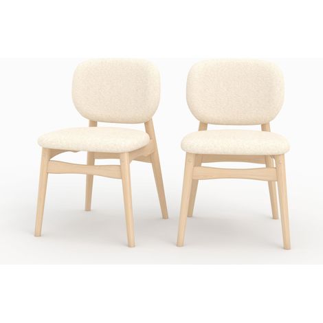 Lot de 2 chaises en tissu bouclé beige - PAULETTE