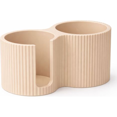 Organisateur de salle de bain beige pour disques démaquillants et cotons-tiges (1/3)