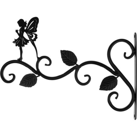 Crochet Mur - Support Métallique en Fer - Pour Suspension de Lanternes, Nourrisseurs à Oiseaux, Mobiles et Éoliennes - 30 x 21 cm - Noir - 1 Pièce (1/5)