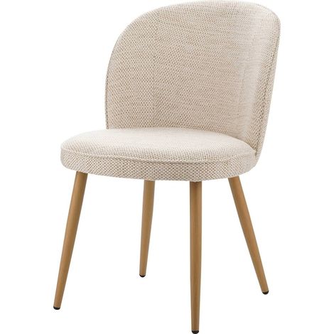 Chaise design naturelle assise confortable pieds bois clair - Beige naturel et bois clair (1/5)