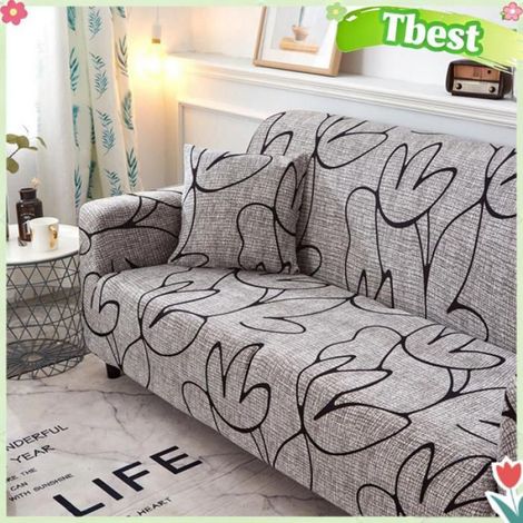 Tbest Ensemble de housse de canapé Housse de canapé avec impression élastique deco housse Siège double '145-185cm' (1/4)