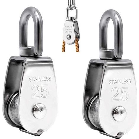 Poulie de Levage, Poulie Simple en Acier Inoxydable 304 Poulie Simple M25 Charge 150kg, Lot de 2 (1/5)