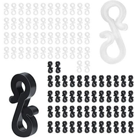 Lot de 100 mini crochets de gouttière en plastique noir et blanc avec clip en forme de S, crochets pour lumières extérieures pour mariage, Noël, Halloween, jardin, décoration de la maison (1/5)