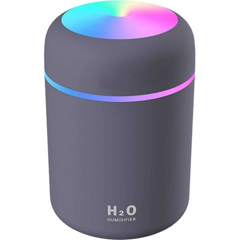 Humidificateur avec lumière 7 couleurs – convient aux pièces, chambres, bureaux et voitures (gris), 300 ml (1/5)