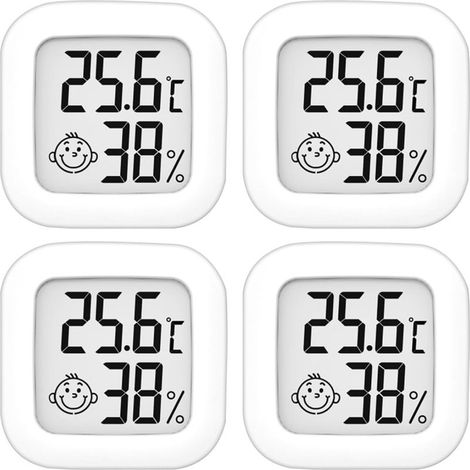 CYRILL - Termometro igrometro per interni ad alta precisione da 4 pezzi - 10°C 70°C - per cameretta, soggiorno, ufficio, serra (1/5)