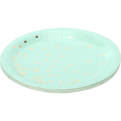 Lot de 8 assiettes en carton jetables vertes à pois, idéales pour décorer un barbecue, un anniversaire, Noël ou un mariage. (1/5)