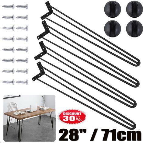 Pieds en épingle à cheveux Pieds de table en métal 28 inch 71cm Piètement de table Hairpin Leg 4pcs
