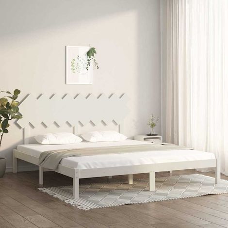 Cadre de lit sans matelas-Structure de lit blanc 180x200 cm bois massif 317823 (1/5)