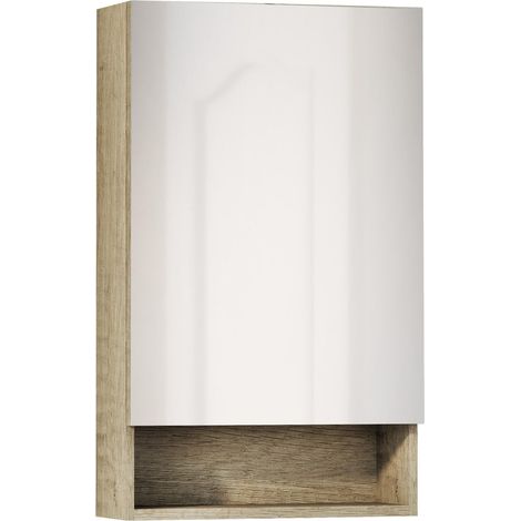 Meuble vestiaire avec Miroir, Armoire d'appoint de Salle de Bain Multifonction, Option avec ou sans lumière LED, Meuble Mural Facile à Installer, Armoire montée Finition Naturelle, Ouverte 1 (1/5)