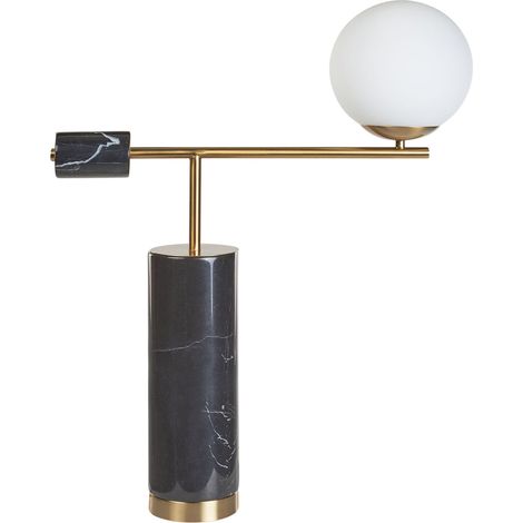 Lampada da tavolo moderna in metallo con base in marmo a forma di lampadina Hondo nero e oro