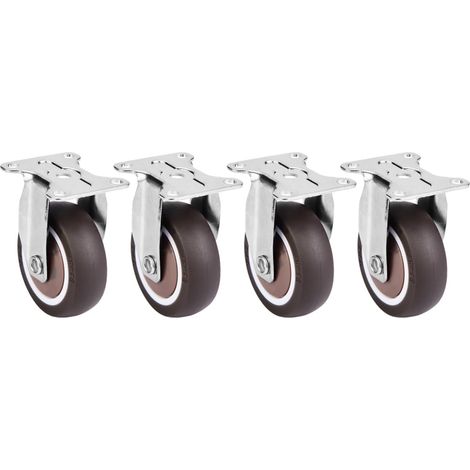 Lot de 4 petites roulettes pour meubles 50mm, 2 pouces Roues de rechange en caoutchouc TPE roues mobiles silencieuses fixe Roulettes mobiles pour chaises, chariots, armoires (1/5)