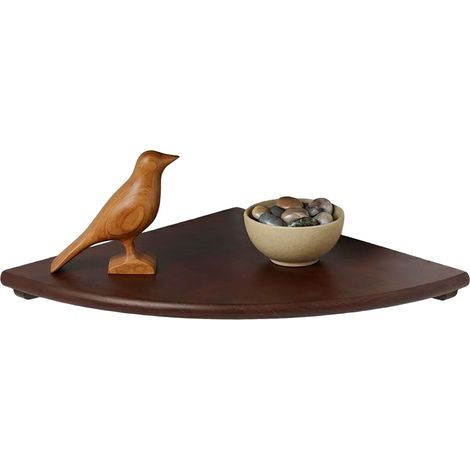 Étagère Murale d'angle, H x L x P : 3 x 25 x 25 cm, Noyer, Salon, déco, Charge : 5 kg, Brun foncé (1/5)