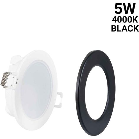 Kit Downlight LED Exterior 5W - IP65 - 4000K + Aro - Blanco Neutro - Negro Mate