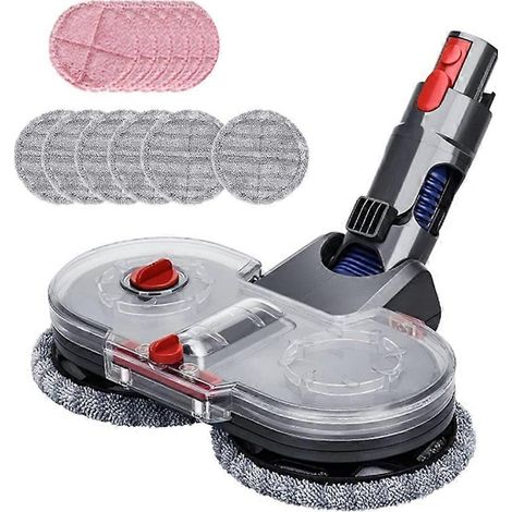 Tête de balai électrique pour aspirateurs V15, V11, V10, V8 et V7, avec réservoir d'eau amovible et 12 lingettes de balai réutilisables. (1/5)