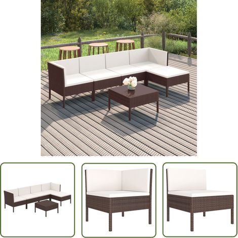 The Living Store 6-tlg. Garten-Lounge-Set mit Auflagen Poly Rattan Braun - Gartensorgafurniture - Loungemöbel - Gartenloungeset - Outdoormöbel - PE-Rattan (1/5)