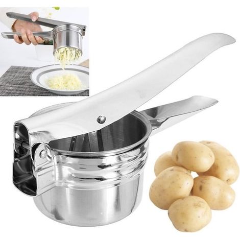 Inox Presse Purée Ail Terre Moulin Fruits Légume Cuisine (1/4)