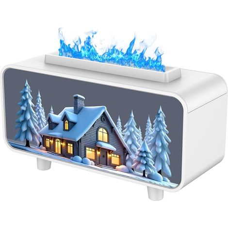Aroma-Diffusor (200 ml), ätherische Öle mit Flammeneffekt, Ultraschall-Luftbefeuchter für Aromatherapie, 7 Farben für Yogastudio, Spa, Schlafzimmer, Schneehaus (1/5)
