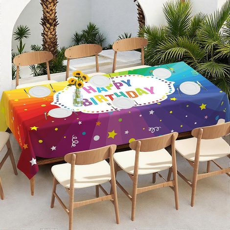 Nappe rectangulaire épaisse et imperméable, motif arc-en-ciel, idéale pour un anniversaire (référence 5274, 152 x 305 cm).