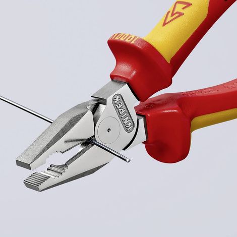 KNIPEX 02 06 200 Pinza universale tipo forte isolati con manici rivestiti in materiale bicomponente, collaudati VDE cromata 200 mm (1/5)