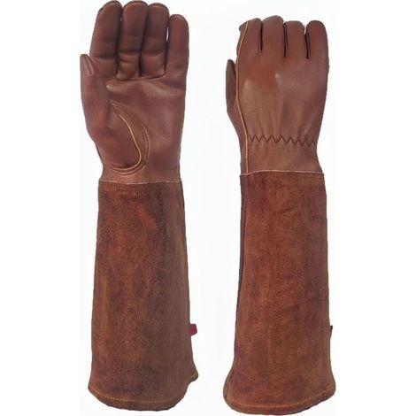 Gants en peau de mouton à manches longues, gants de plantation en cuir, gants de travail de jardinage anti-coups multifonctions (1/4)