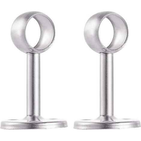 Lot de 2 supports avec tube pour penderie en acier inoxydable, Dia 19mm (1/5)