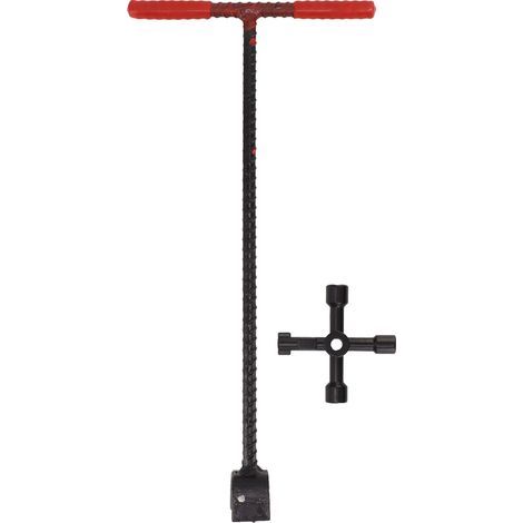 Steel T-handle curb, 41x20cm water meter key with 4-way multi-functional utilities (1/5)