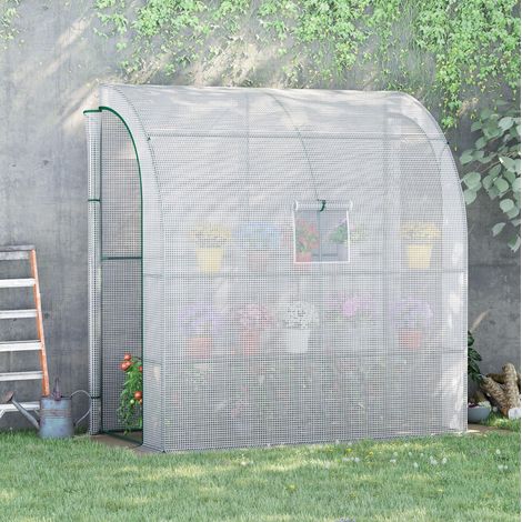 Serra per pomodori addossata con porte avvolgibili e finestre mesh 200x100x215 cm HAVRYA (1/5)