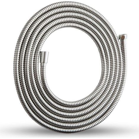 Flexible de Douche 5m, Tuyau Douche avec Protection Anti-Torsion, Flexible Douche en Acier Inoxydable, Universel G1/2", pour Robinetterie de Salle de Bains, Remplacement Tuyau de Douche, Argent (1/5)