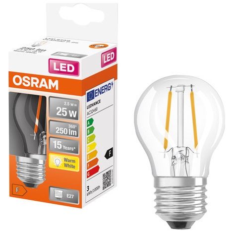 Osram - led retrofit classic p (25) - 2.5w/827 220-240v e27 - 4099854467509 - 4099854467509