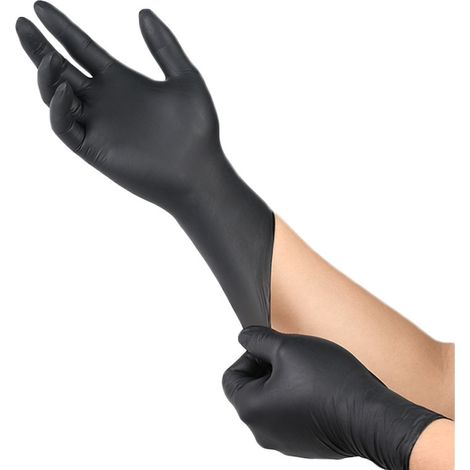 Gants Jetables en Nitrile, Non Poudrés, Protection Multiusage, Alimentaire, Chimique et Mécanique, Sans Latex, Noir, Taille S(50 Pièces)
