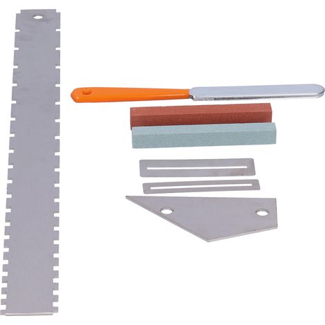 Kit de mesure pour guitare : règle à encoche pour manche, lime à couronner les frettes, pierre à aiguiser, sac de rangement