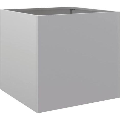 Silberne Pflanzenkübel 49x47x46 cm aus galvanisiertem Stahl (1/3)