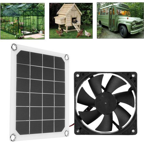 Solarventilator, 6V 10W IP65 wasserdichter, solarbetriebener Abluftventilator für den Außenbereich mit USB-Ladefunktion für Hühnerstall und Gewächshaus