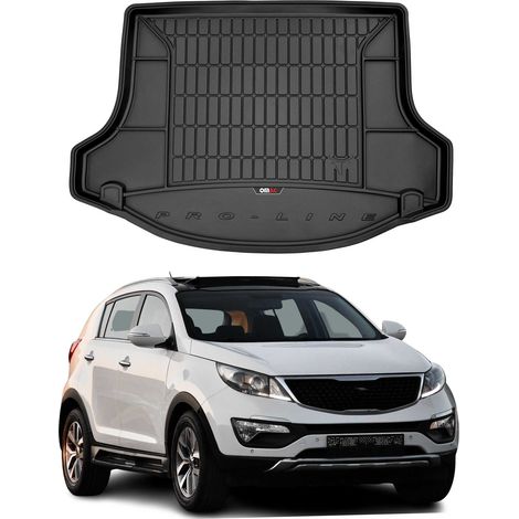 Tapis de Coffre 3D TPE Premium Compatible avec Kia Sportage III 2010-2015 - Bac de Protection de Coffre Intérieur antidérapant Revêtement de Coffre Bords Hauts pour Voiture Noir